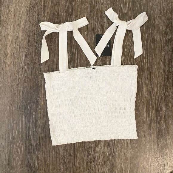 NWT Forever 21 Smocked Self Tie Tank Top - Picture 2 of 5